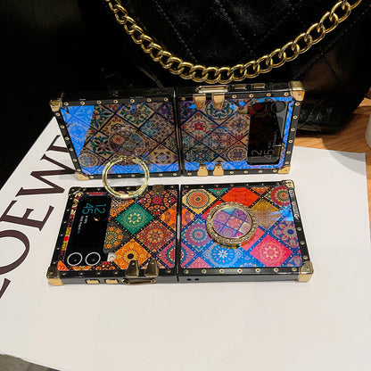 Retro Boho Style Ring Case With Lanyard for Samsung Galaxy Z Flip3 Flip4 5G - casetiphone