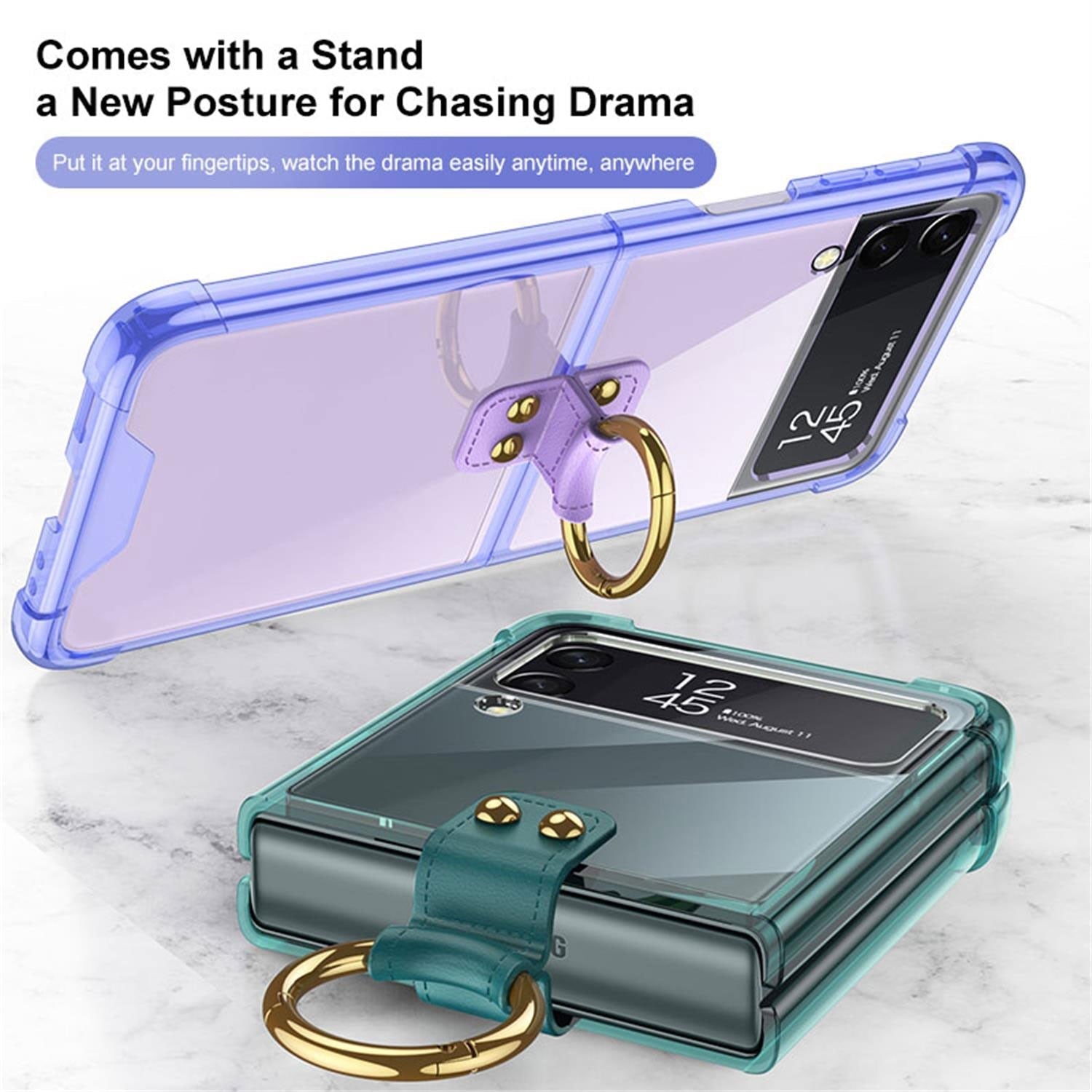 Transparent Case with Ring For Samsung Galaxy Z Flip 4 - casetiphone