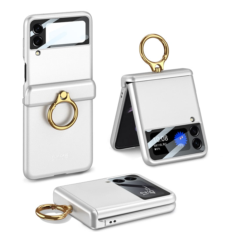 Armor Case with Ring Bracket Stand for Samsung Galaxy Z Flip 4 (Magnetic Hinge Cover) - casetiphone